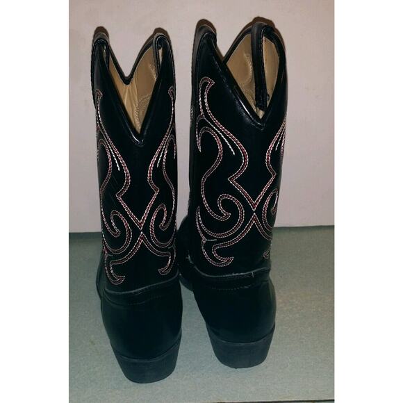TKS BLACK Red White FLEX TRAIL COWBOY BOOTS - Youth 4 Good Condition - Picture 4 of 7